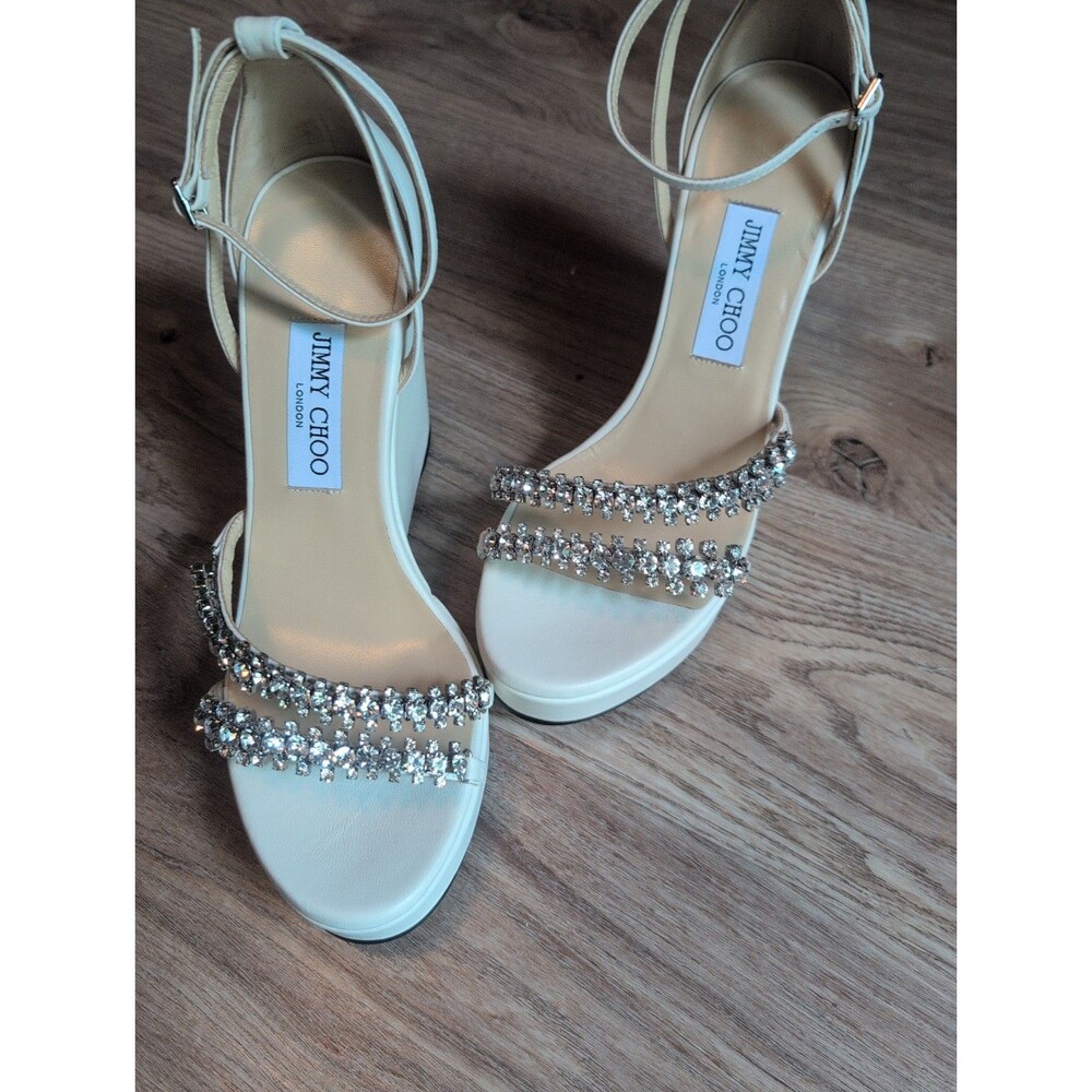 Jimmy Choo Bing Wedge 120 Heels Womens EU 40 Off White Latte - Picture 7 of 15